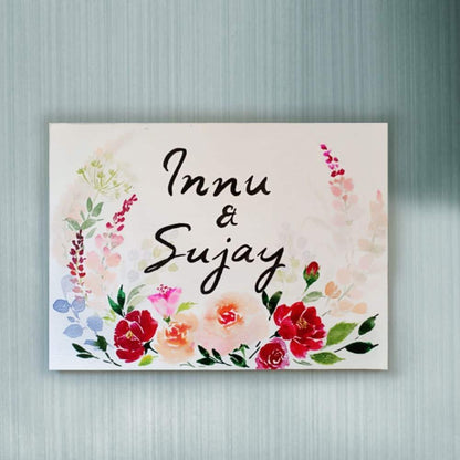 Canvas of Petals - Hand-crafted Floral Nameplate - Rectangle