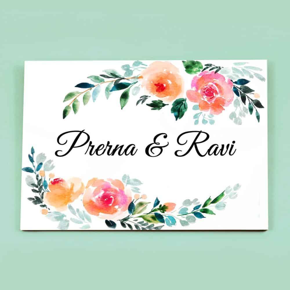 Blossom Haven - Hand-painted Floral Nameplate - Rectangle