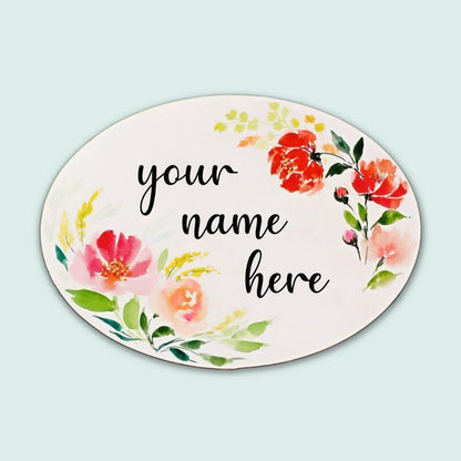 Blossoming Serenity Hand-crafted Nameplate - Oval