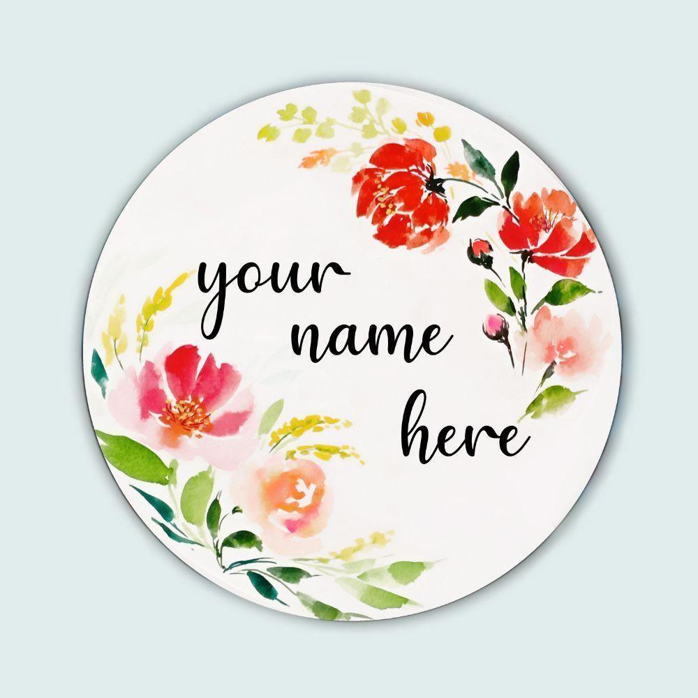 Blossoming Serenity Hand-crafted Nameplate - Round