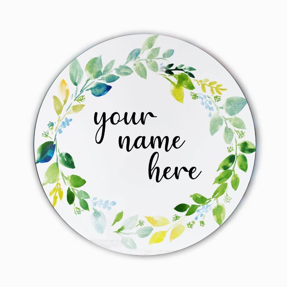 Vibrant Petals - Hand-painted Floral Nameplate - Round