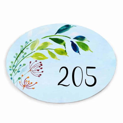 Floral Symphony - Hand-painted Floral Nameplate - Oval