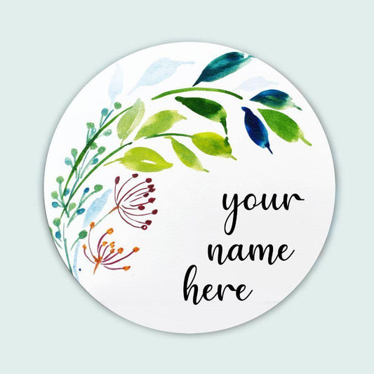 Floral Symphony - Hand-painted Floral Nameplate - Round