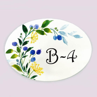 Berry - Hand-painted Floral Nameplate - Oval