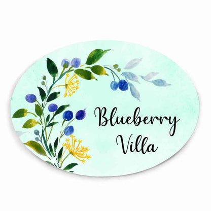 Berry - Hand-painted Floral Nameplate - Oval