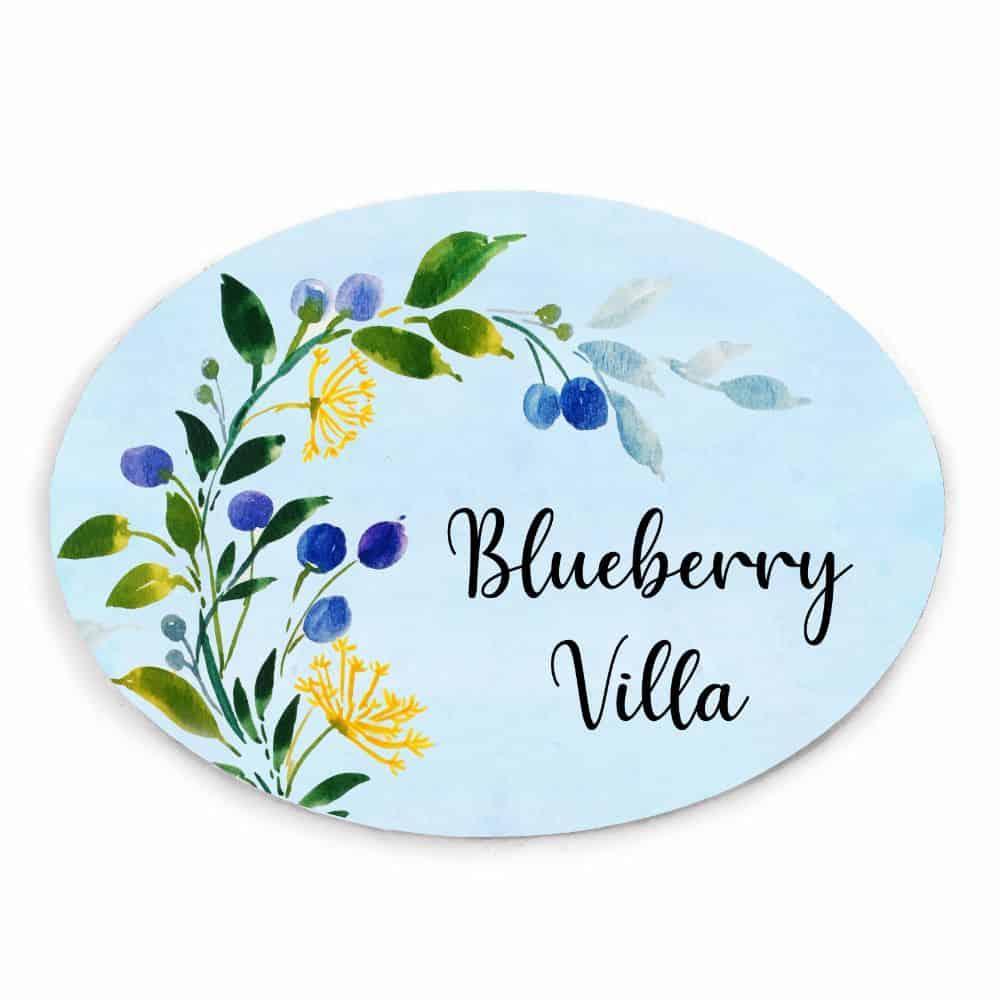 Berry - Hand-painted Floral Nameplate - Oval