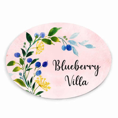 Berry - Hand-painted Floral Nameplate - Oval