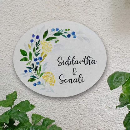 Berry - Hand-painted Floral Nameplate - Oval