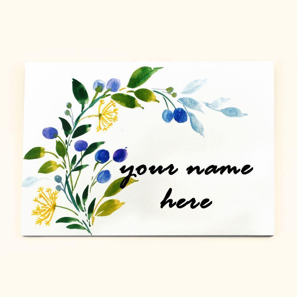 Berry - Hand-painted Floral Nameplate - Rectangle