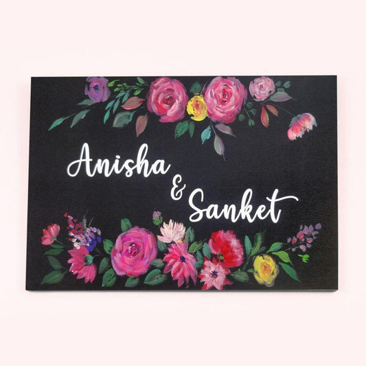 Blooming Beauty - Hand-painted Floral Nameplate - Rectangle