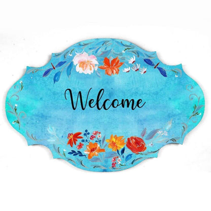 Hand-painted Customized Name Plate - Victorian Orange Floral