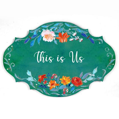 Hand-painted Customized Name Plate - Victorian Orange Floral