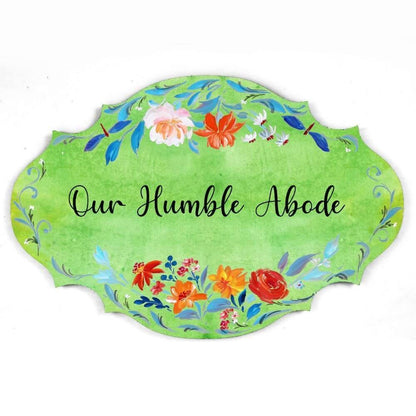 Hand-painted Customized Name Plate - Victorian Orange Floral