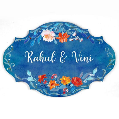 Hand-painted Customized Name Plate - Victorian Orange Floral