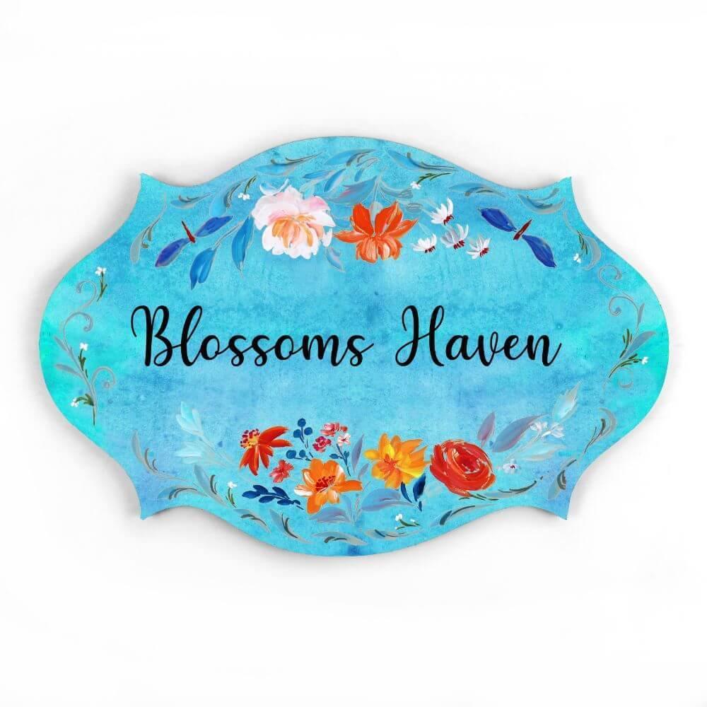 Hand-painted Customized Name Plate - Victorian Orange Floral