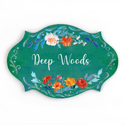 Hand-painted Customized Name Plate - Victorian Orange Floral