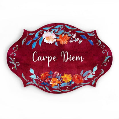 Hand-painted Customized Name Plate - Victorian Orange Floral