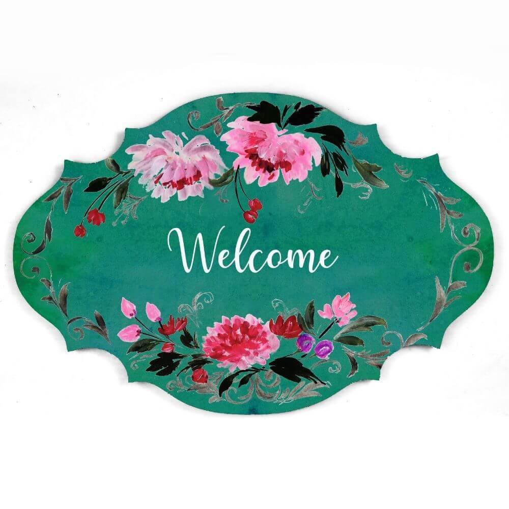 Hand-painted Customized Name Plate - Victorian Red Floral