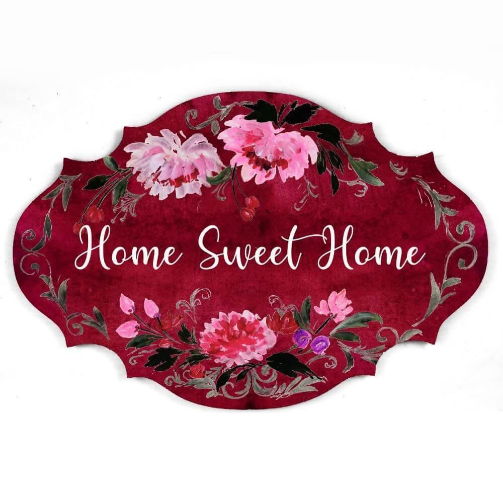 Hand-painted Customized Name Plate - Victorian Red Floral