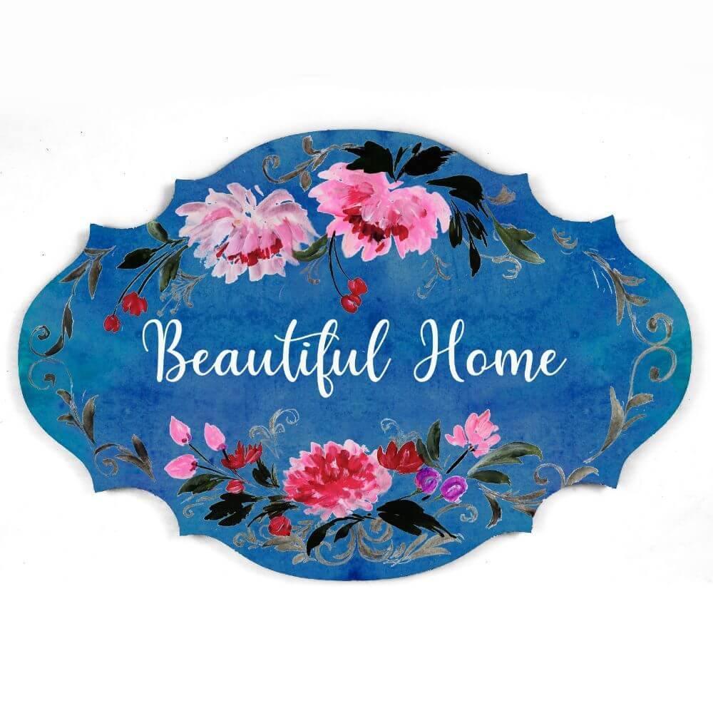 Hand-painted Customized Name Plate - Victorian Red Floral