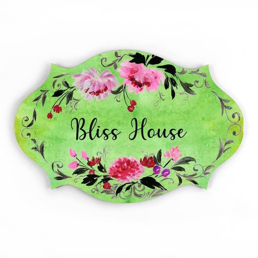 Hand-painted Customized Name Plate - Victorian Red Floral