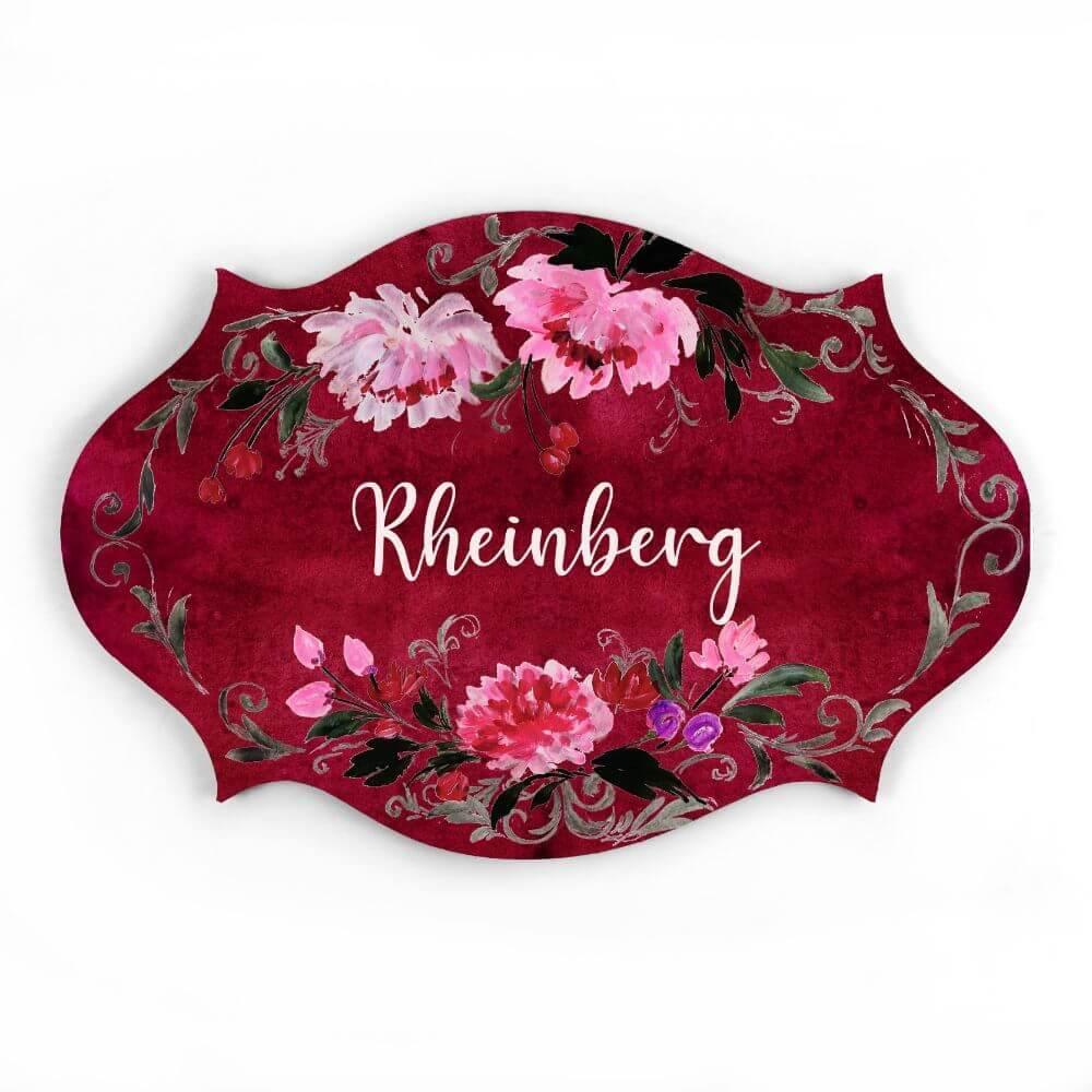 Hand-painted Customized Name Plate - Victorian Red Floral