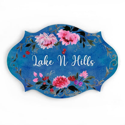 Hand-painted Customized Name Plate - Victorian Red Floral