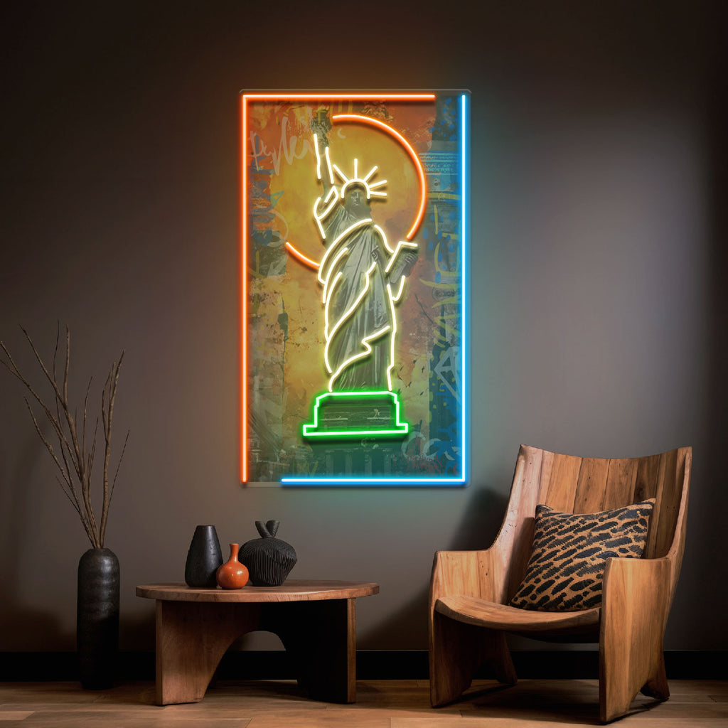 Colorful Liberty Statue Collapse Art LED Neon Sign Light Pop Art