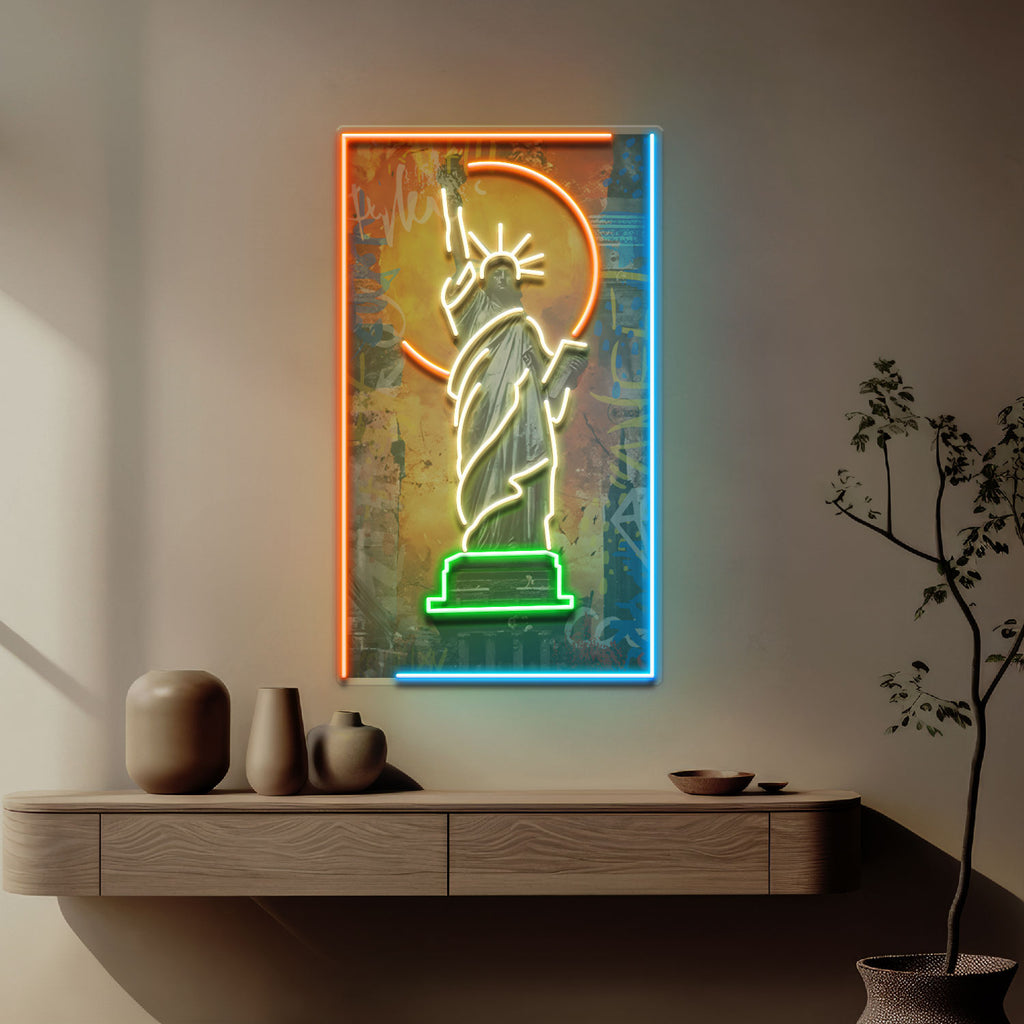 Colorful Liberty Statue Collapse Art LED Neon Sign Light Pop Art