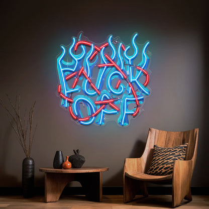 Rebelious F-ck Off In Collapse Art LED Neon Sign Light Pop Art