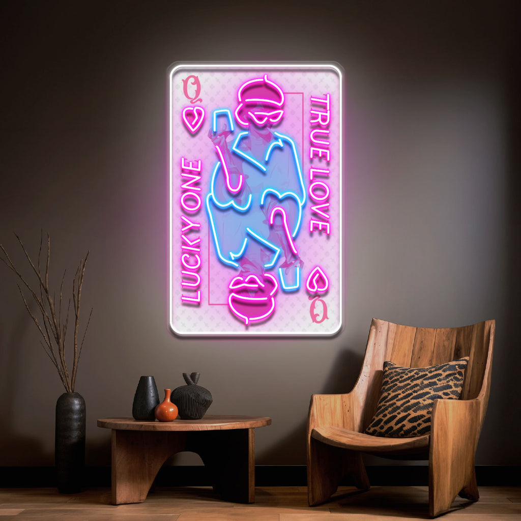 True Love Queen Card Collapse Art LED Neon Sign Light Pop Art