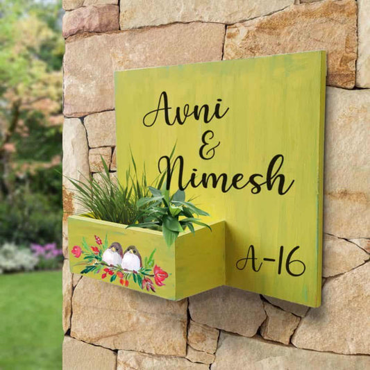 Two Sweet Birds - Hand-painted Planter Nameplate