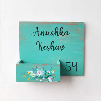 Hand-painted Customized Planter Name Plate - White Flowers