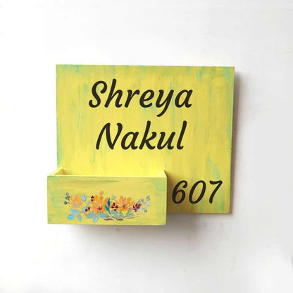 Hand-painted Customized Planter Name Plate - Yellow Flowers