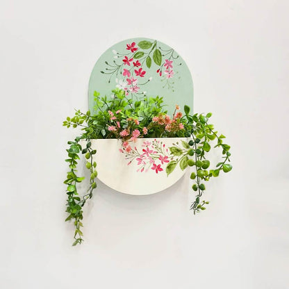 Round Planter Name Plate - Calming White & Green