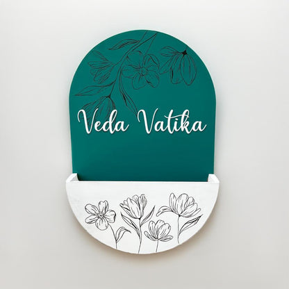 Round Planter Name Plate - Cacti Green