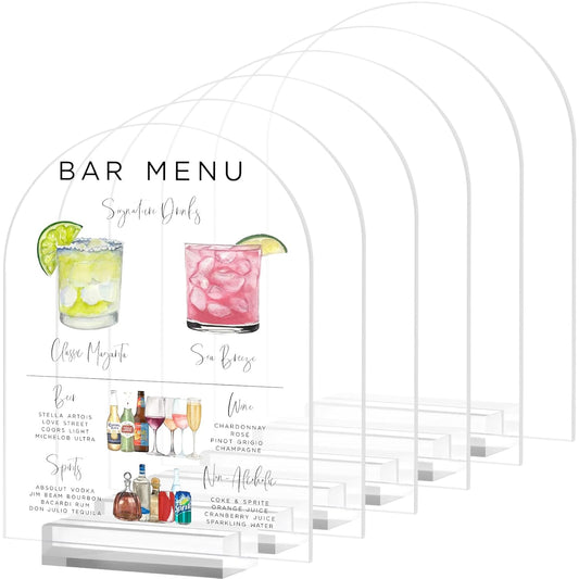 8x10 Inch Arch Acrylic Sign with Stand-6 Pack Clear Arched Acrylic Sheets with Stand, DIY Arch Acrylic Sign Blank for Wedding Sign Menu Sign Drink Bar List Sign (Clear, 8 x10 Inch)