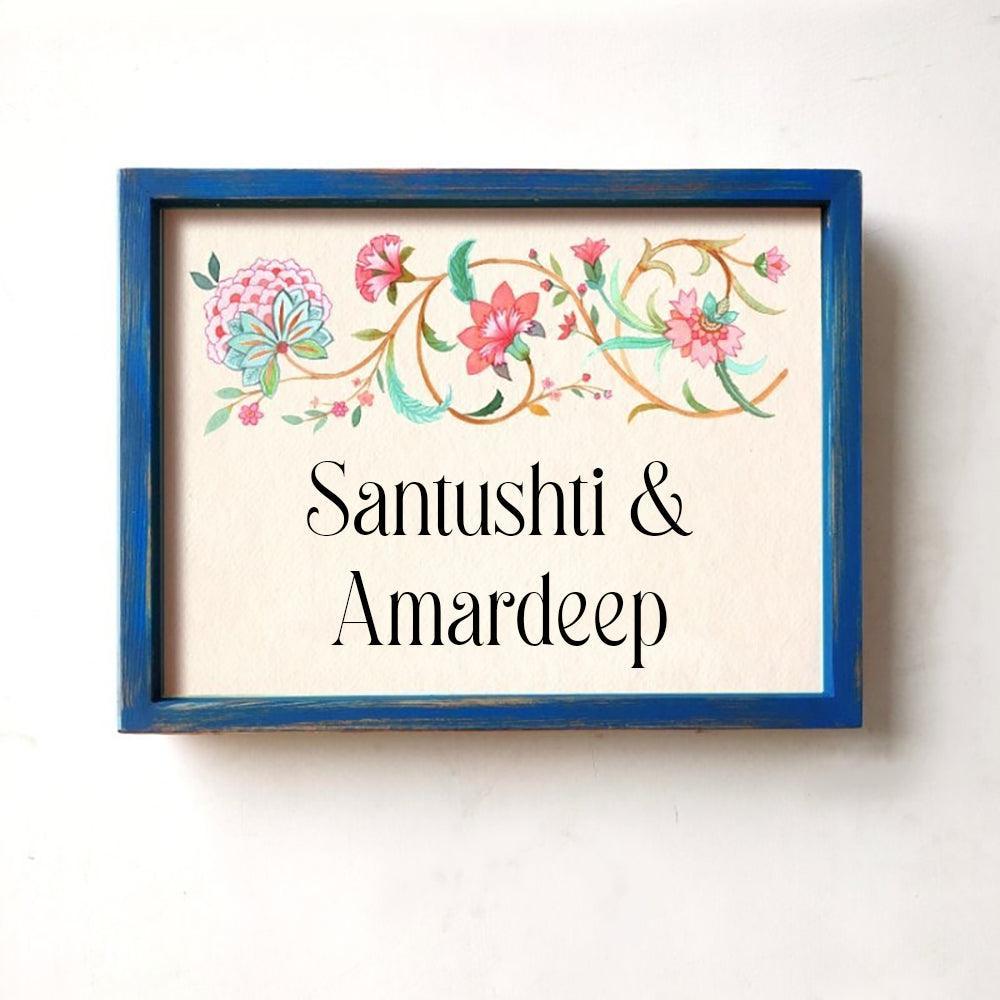 Veli - Handcrafted Framed Nameplate - Orange & Green