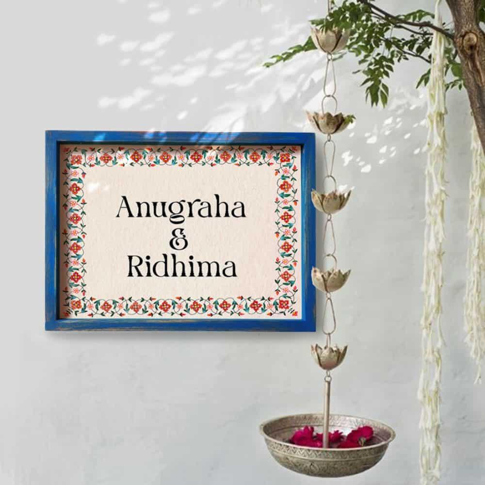 Veli - Handcrafted Framed Nameplate - Red Border