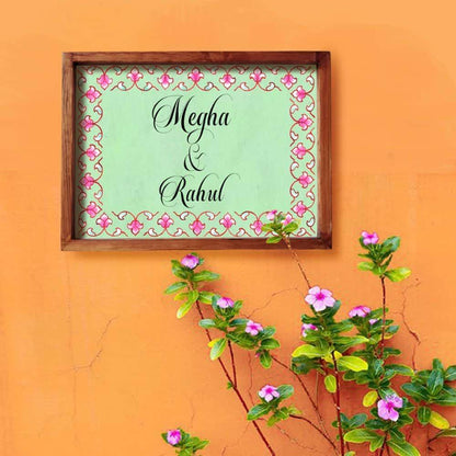 Veli - Handcrafted Framed Nameplate - Pink Border