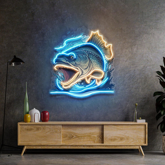 Aggressive Fish Counterattack LED Neon Sign Light Pop Art