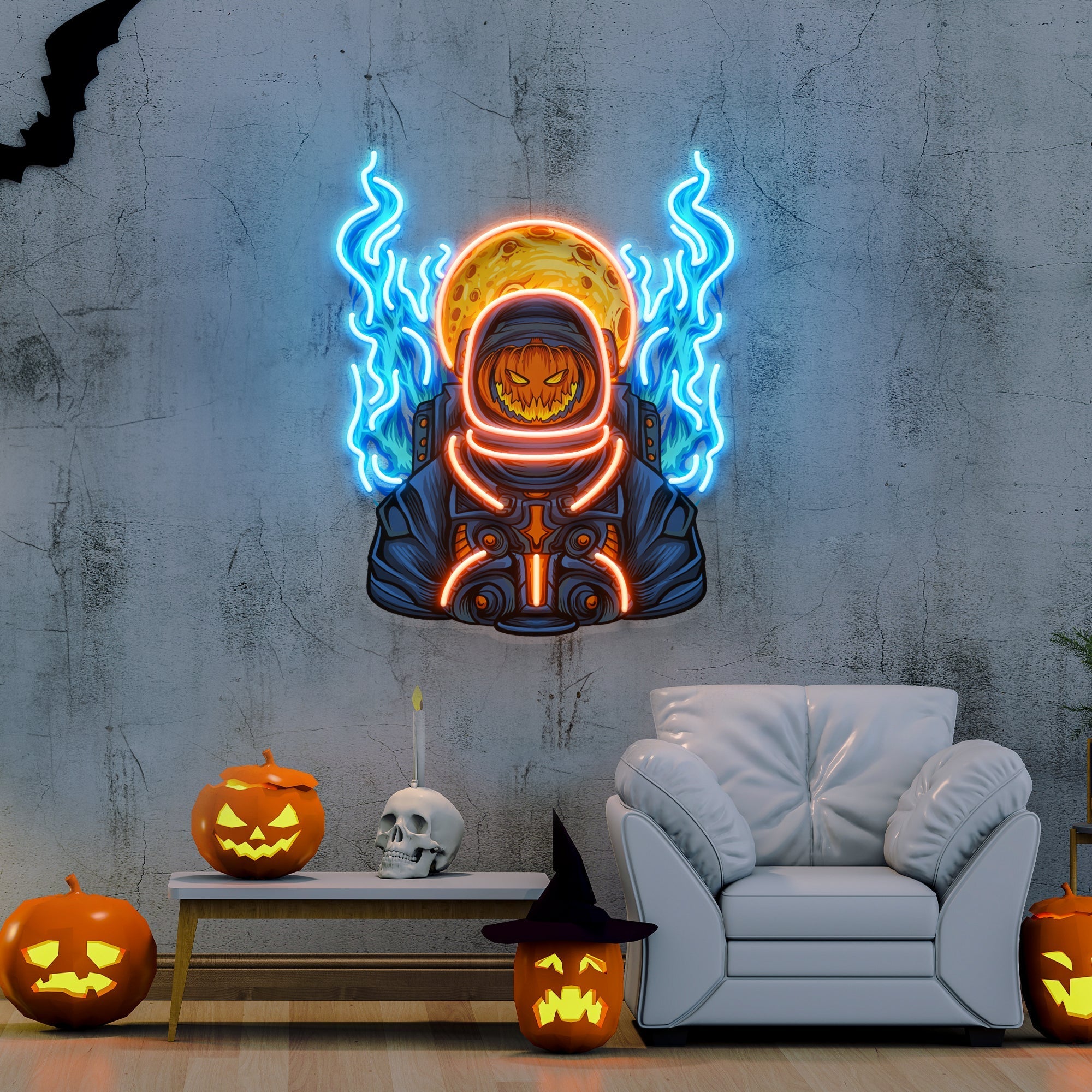 Astronaut Pumpkin For Halloween Artwork Led Neon Sign Light ...