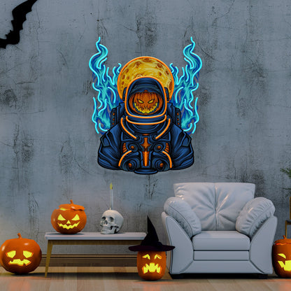 Astronaut Pumpkin For Halloween Artwork Led Neon Sign Light