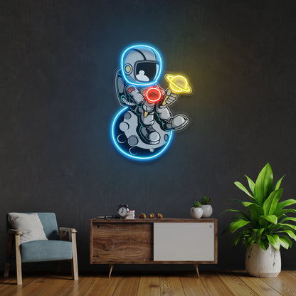 Astronaut With Ice Cream Artwork Led Neon Sign Light