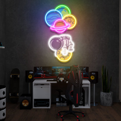 Balloon Astronaut Art work Led Neon Sign Light