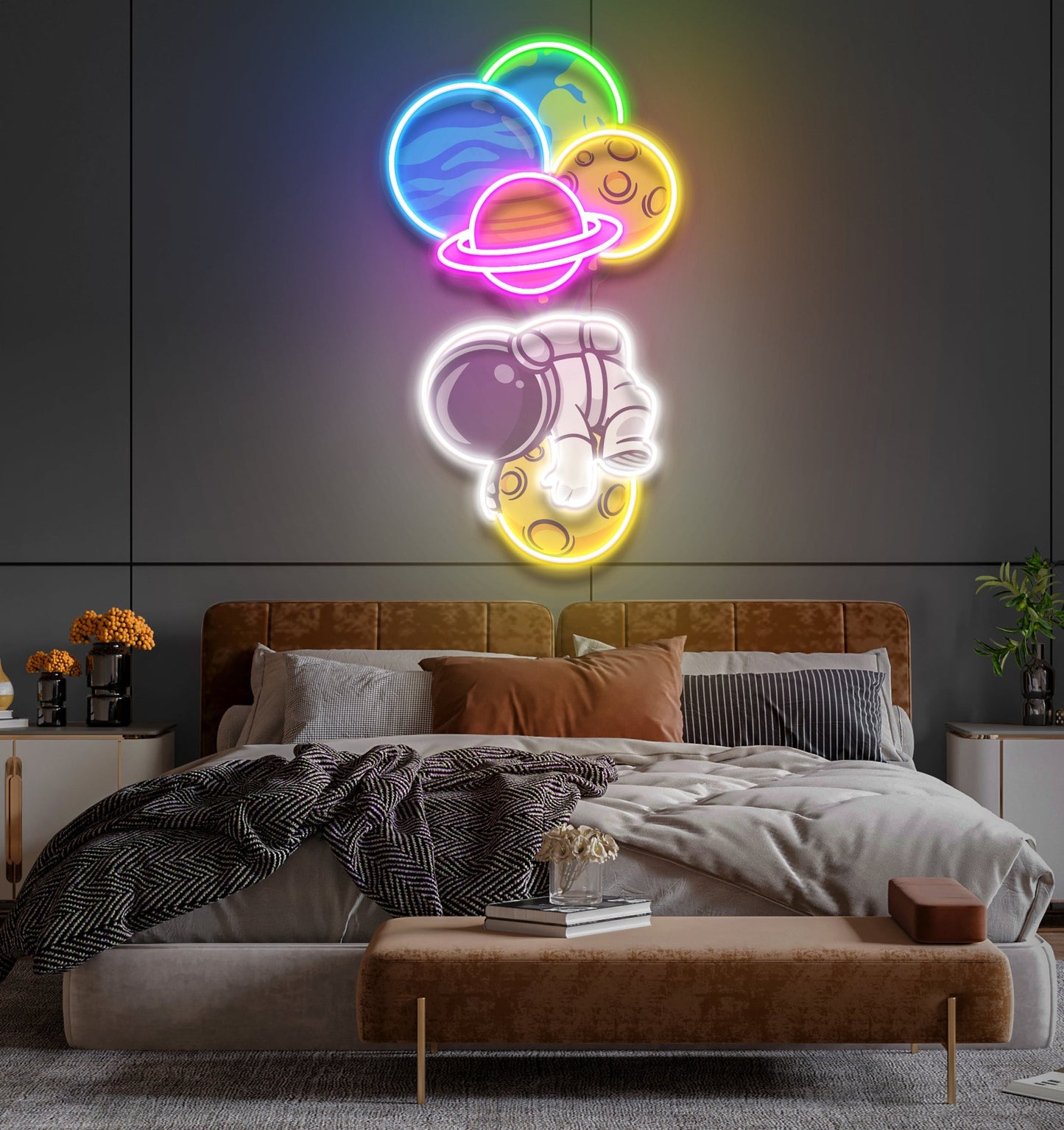 Balloon Astronaut Art work Led Neon Sign Light