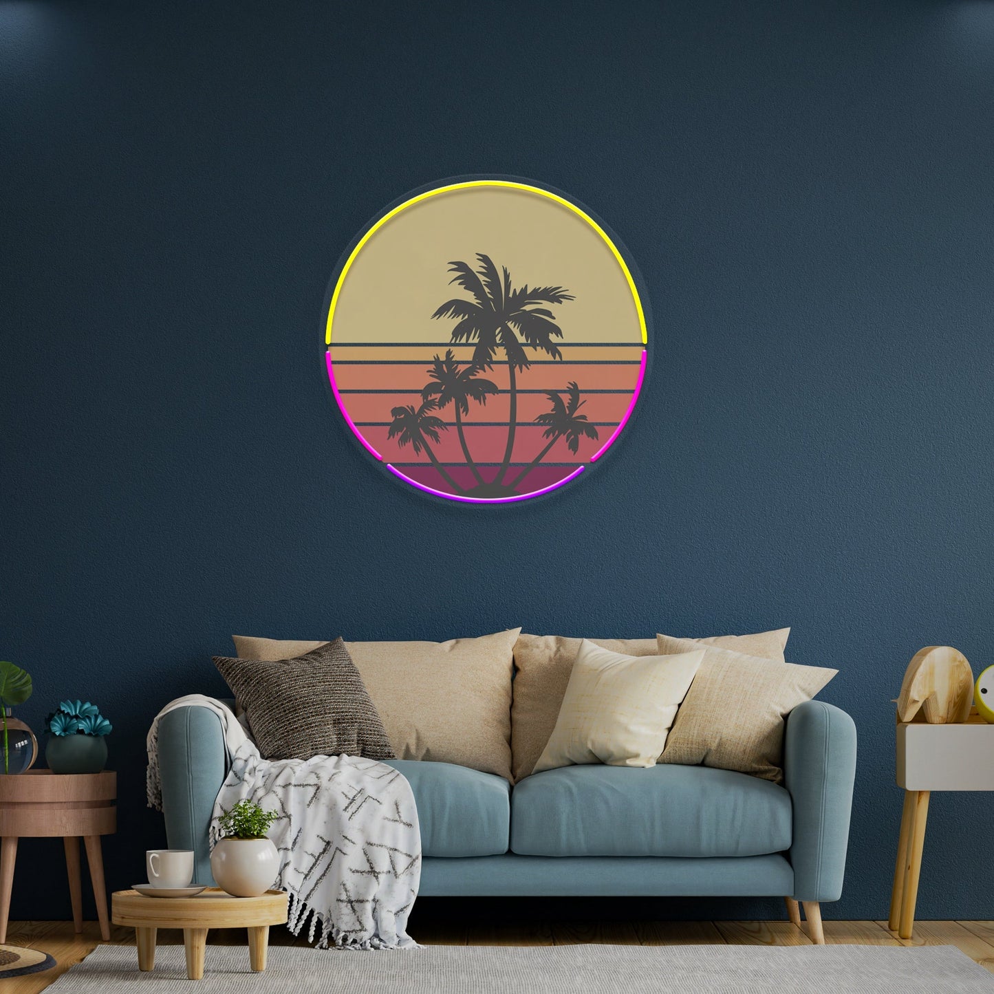 Beach Retro Vintage Sunset Artwork Led Neon Sign Light