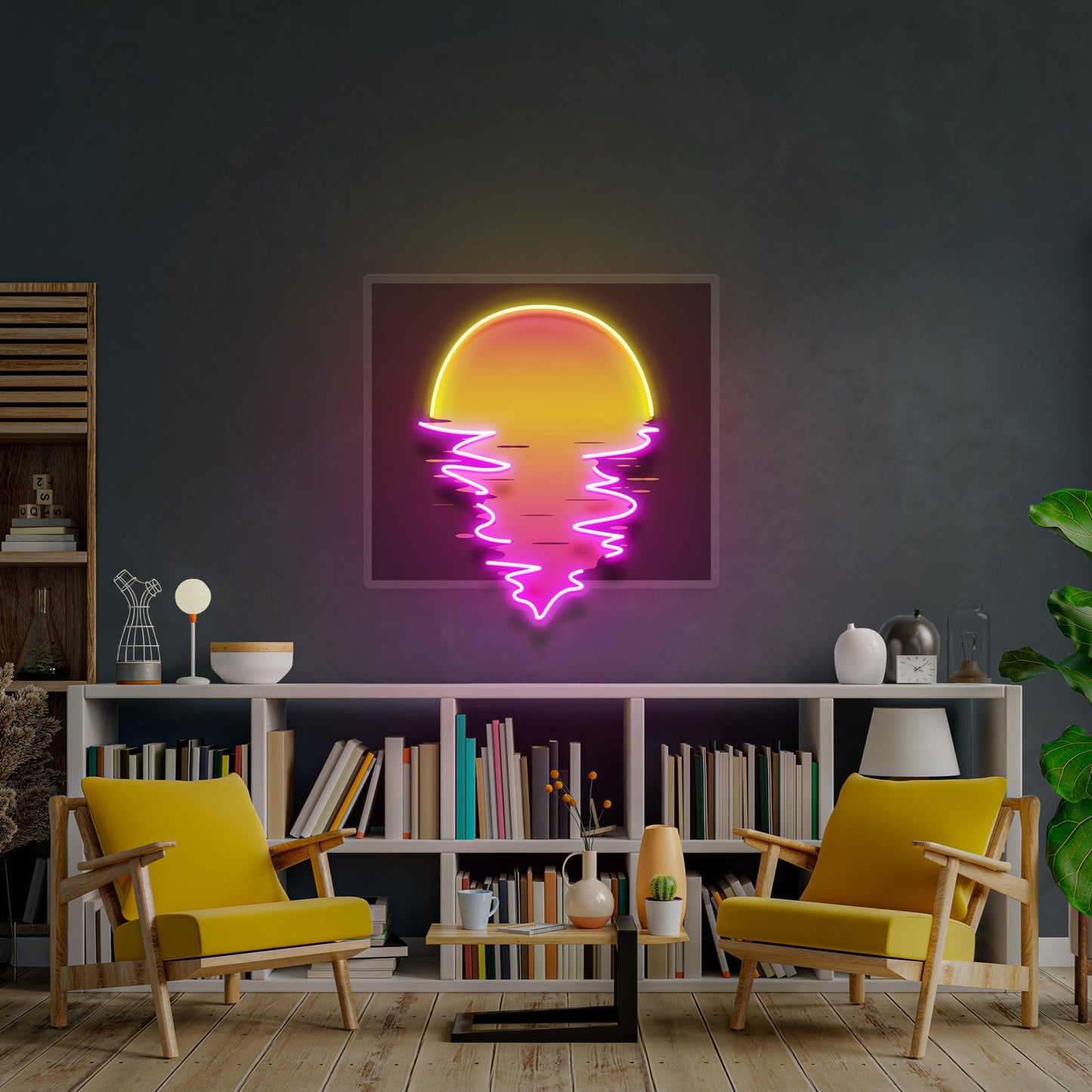 Beautiful Sunset Beach Retro Style Artwork Led Neon Sign Light