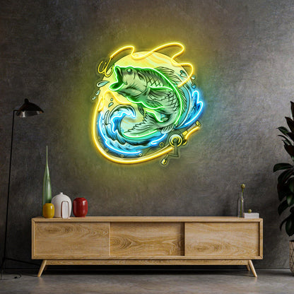 Big Bass Fishing LED Neon Sign Light Pop Art