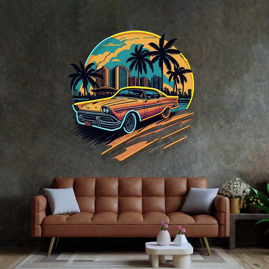 Car The Sunset LED Neon Sign Light Pop Art